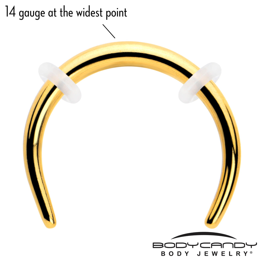 BodyCandy 14G 3/8 Gold Tone Pincher Crescent Taper — lifestyle context