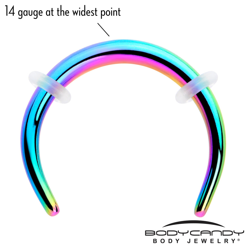 BodyCandy 14G 3/8 Rainbow Pincher Crescent Taper — lifestyle context