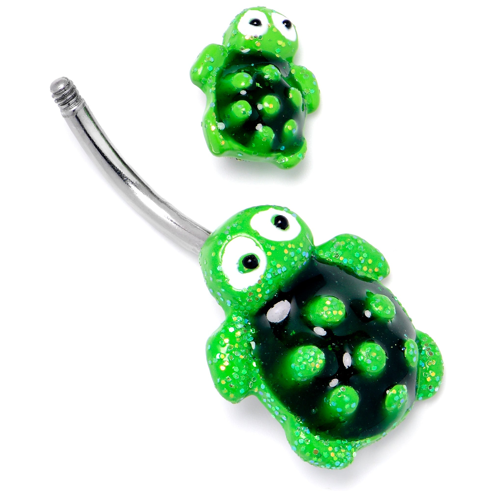 BodyCandy Texture Turtles Double Mount Belly Ring — side view