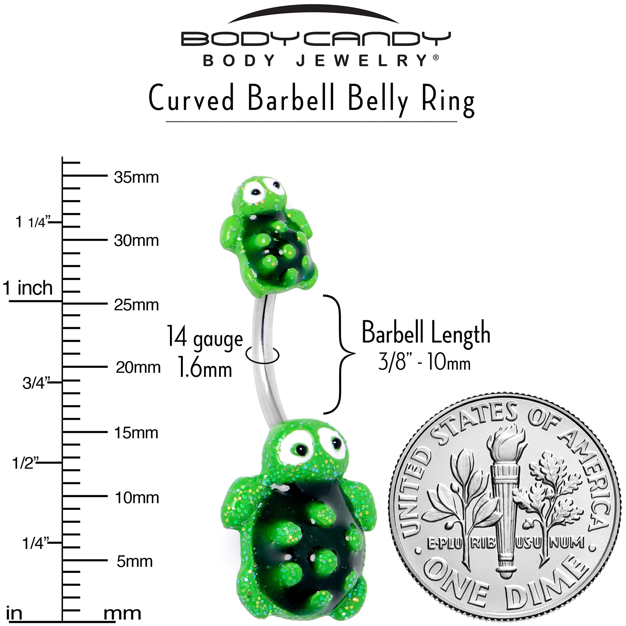 BodyCandy Texture Turtles Double Mount Belly Ring — alternative angle