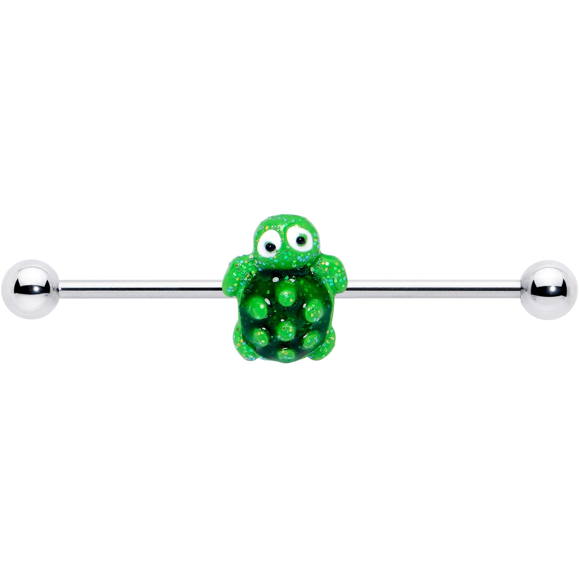 BodyCandy 14G Texture Turtle Industrial Barbell 38mm — detail close-up