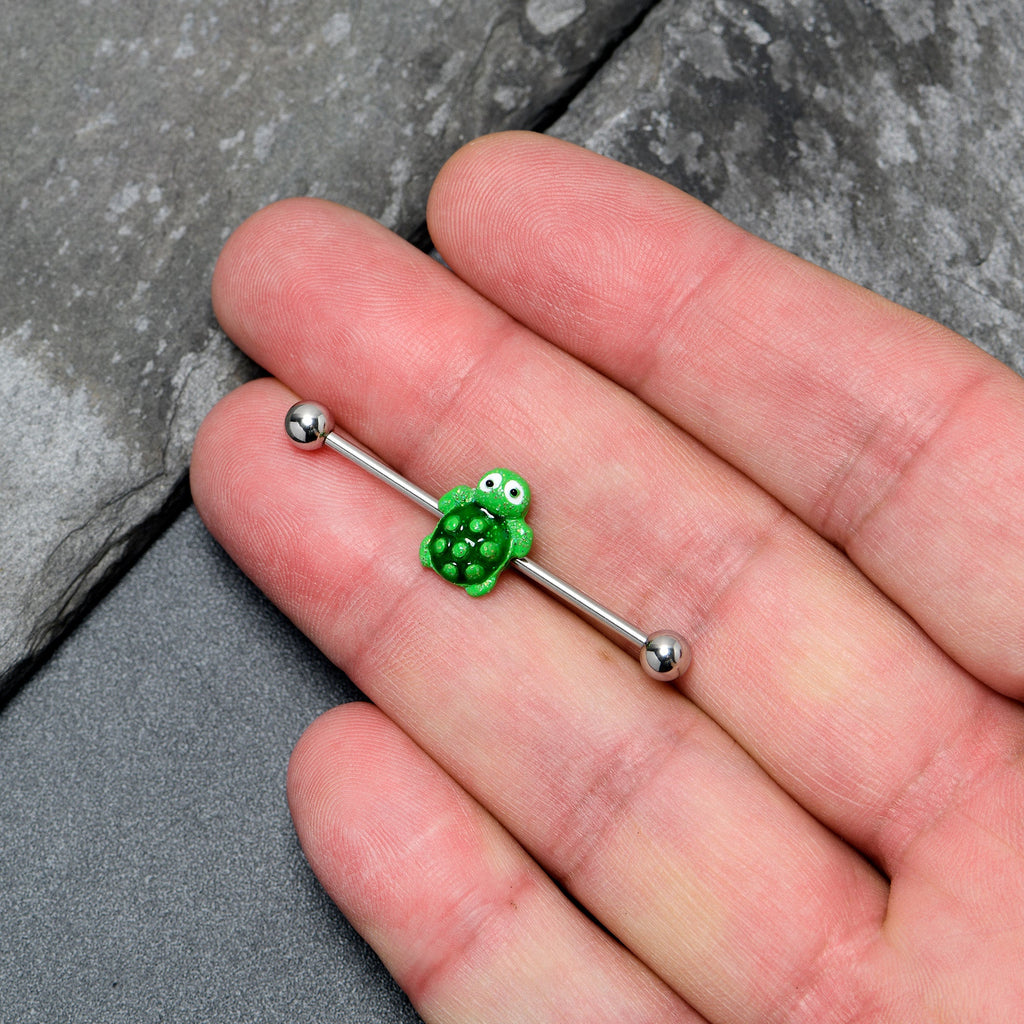 BodyCandy 14G Texture Turtle Industrial Barbell 38mm — lifestyle context