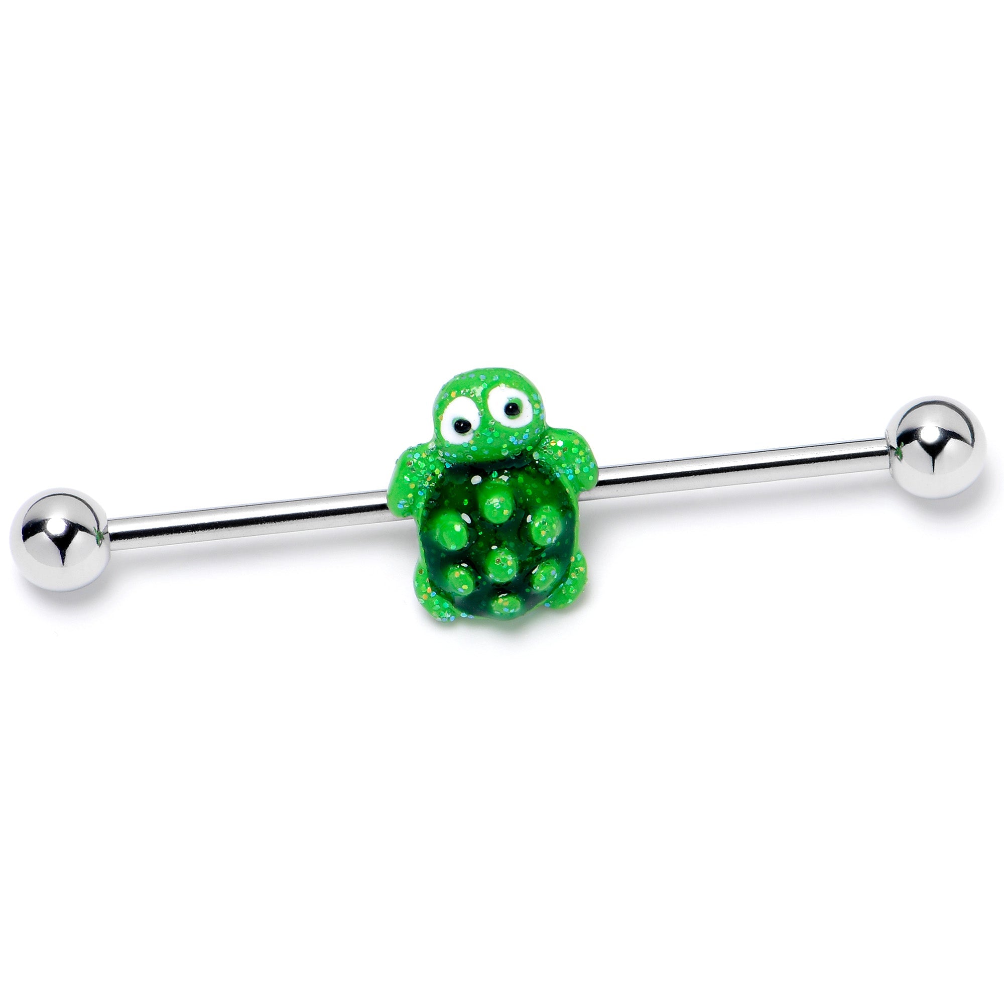 BodyCandy 14G Texture Turtle Industrial Barbell 38mm — side view