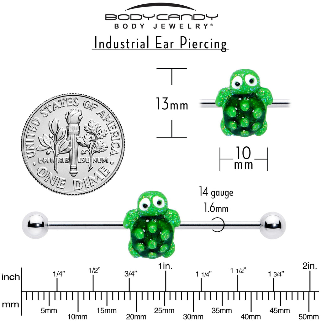 BodyCandy 14G Texture Turtle Industrial Barbell 38mm — alternative angle