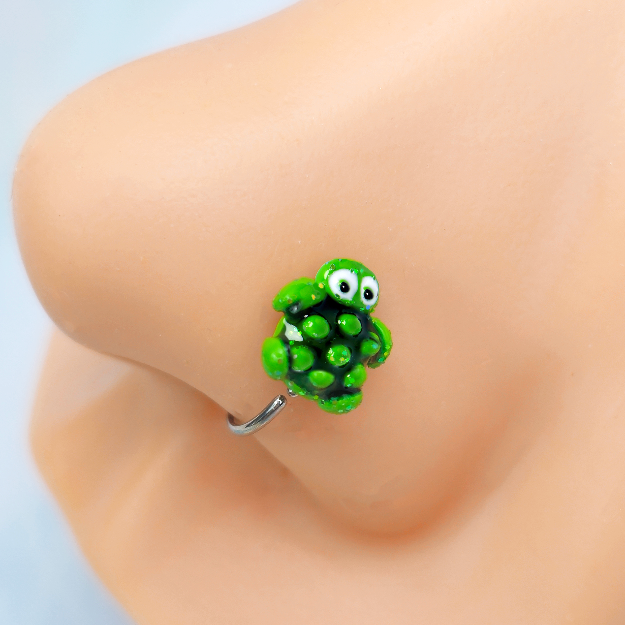 BodyCandy 20G 5/16 Texture Turtle Nose Hoop — detail close-up