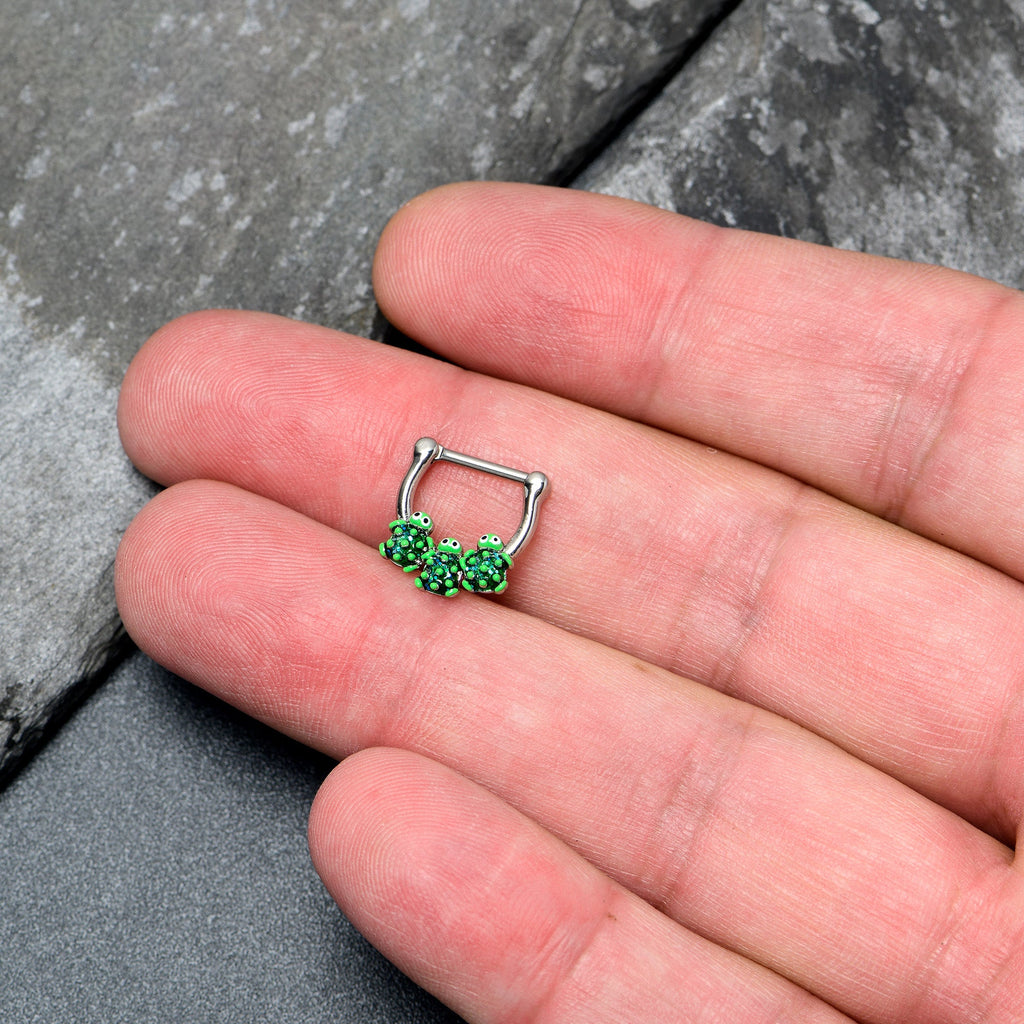 BodyCandy 16G 5/16 Textured Turtle Trio Cartilage Clicker — lifestyle context