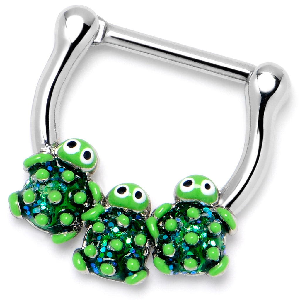 BodyCandy 16G 5/16 Textured Turtle Trio Cartilage Clicker — side view