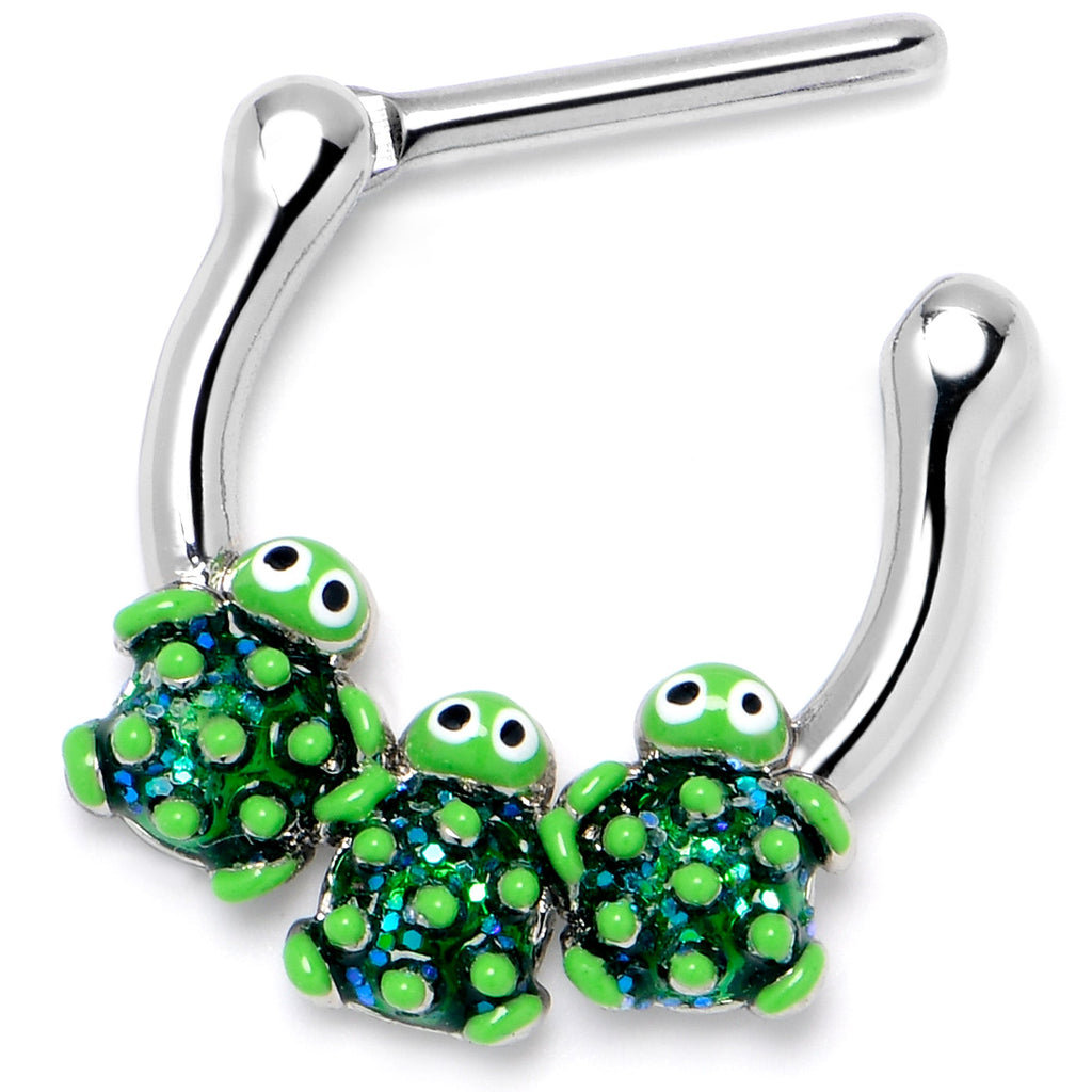 BodyCandy 16G 5/16 Textured Turtle Trio Cartilage Clicker — back view
