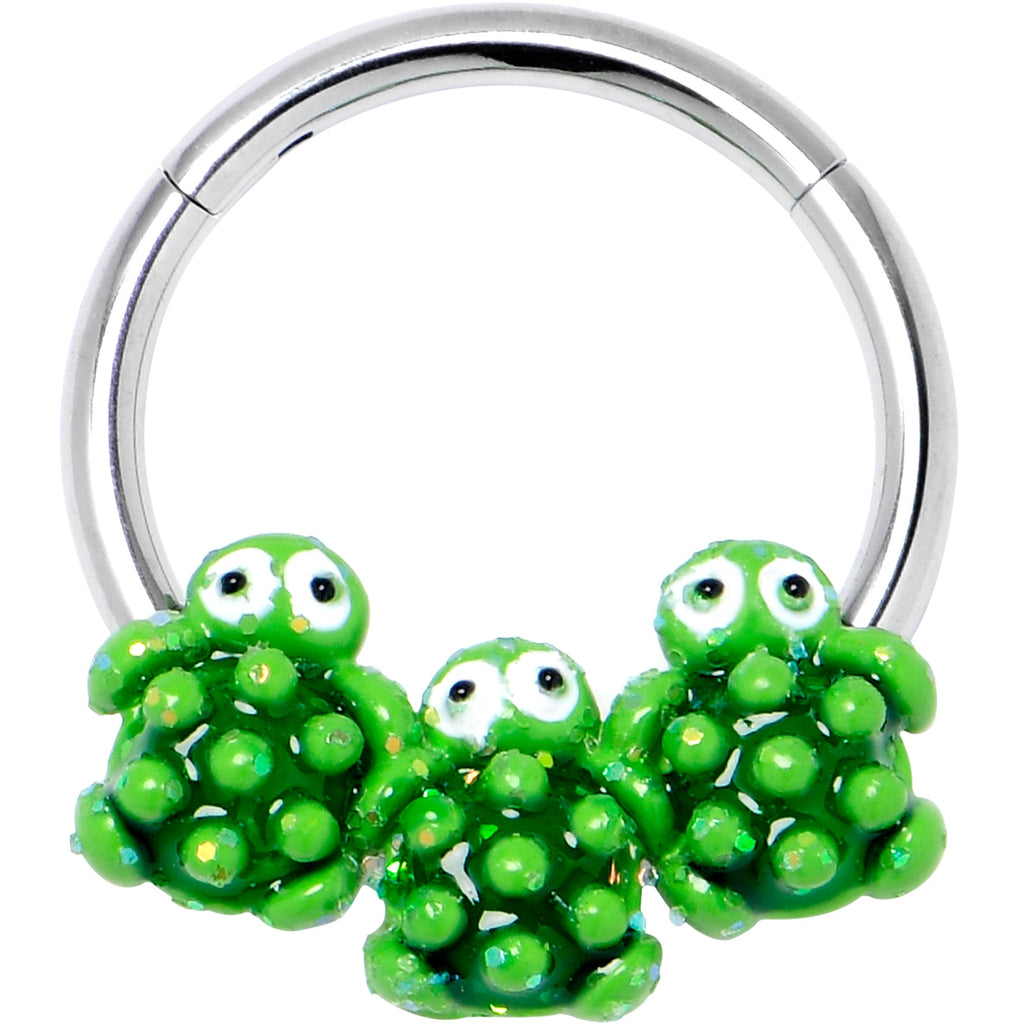 BodyCandy 16G 3/8 Texture Turtle Trio Hinged Segment Ring — main product shot