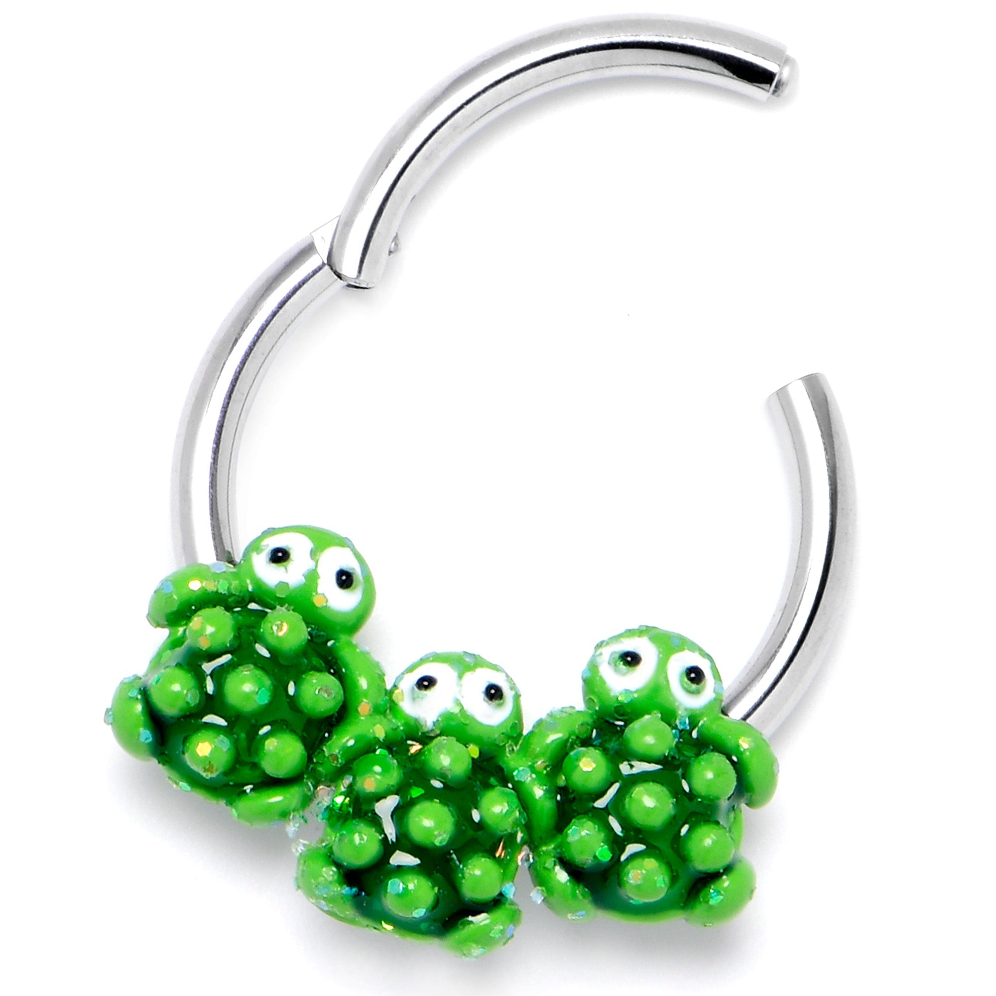 BodyCandy 16G 3/8 Texture Turtle Trio Hinged Segment Ring — back view