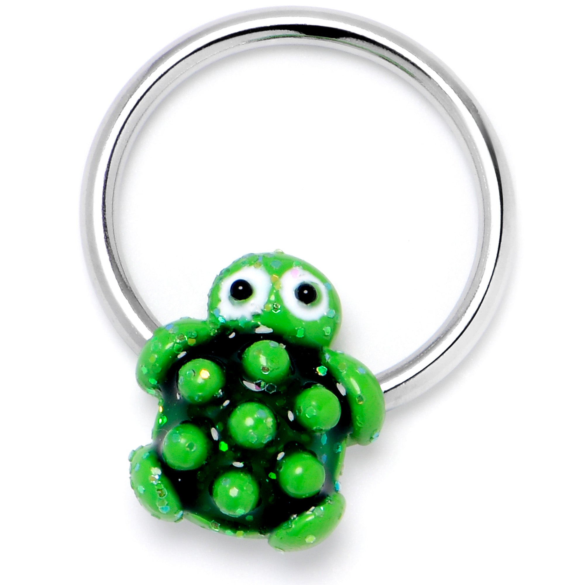 BodyCandy 16G 3/8 Texture Turtle BCR Captive Ring — lifestyle context
