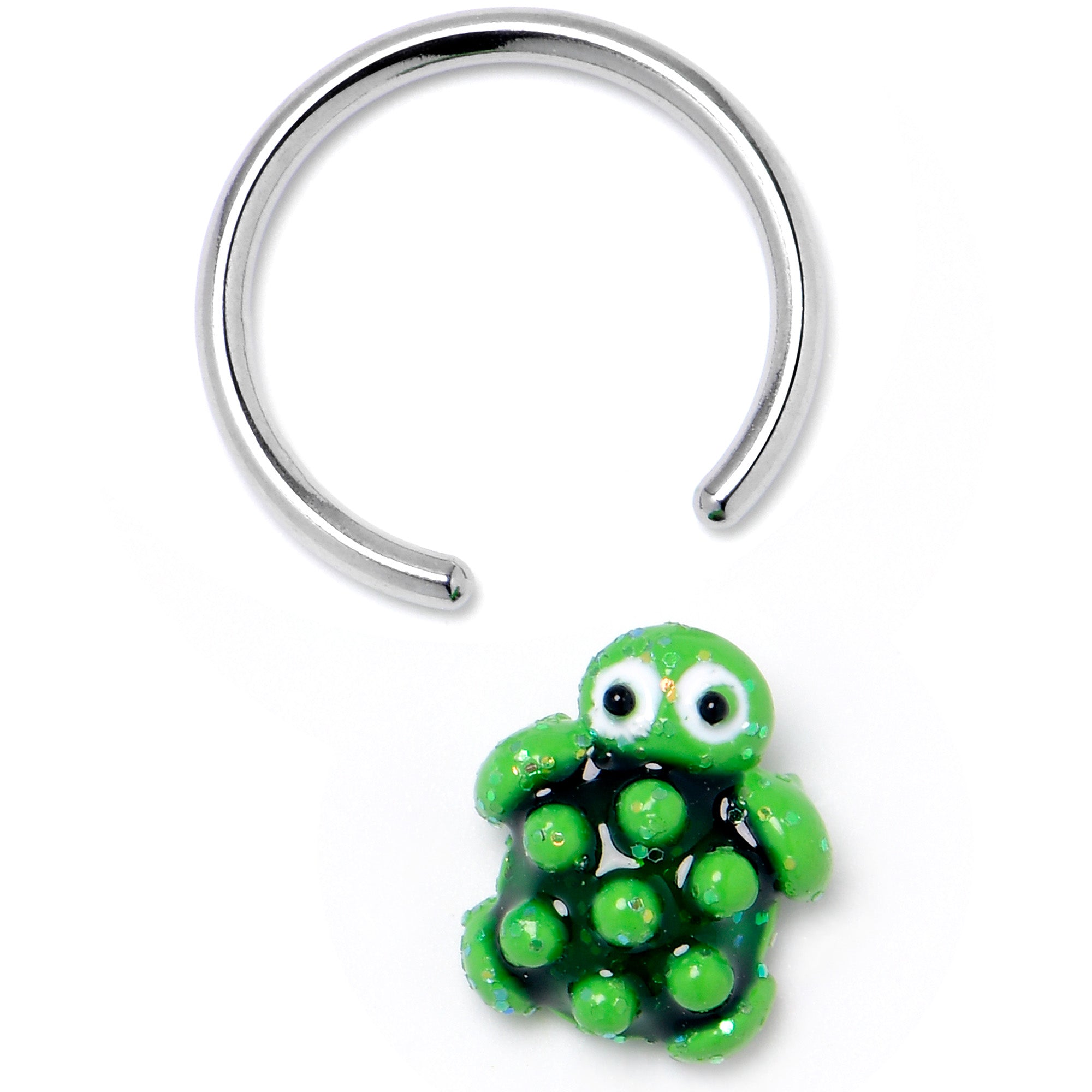 BodyCandy 16G 3/8 Texture Turtle BCR Captive Ring — side view