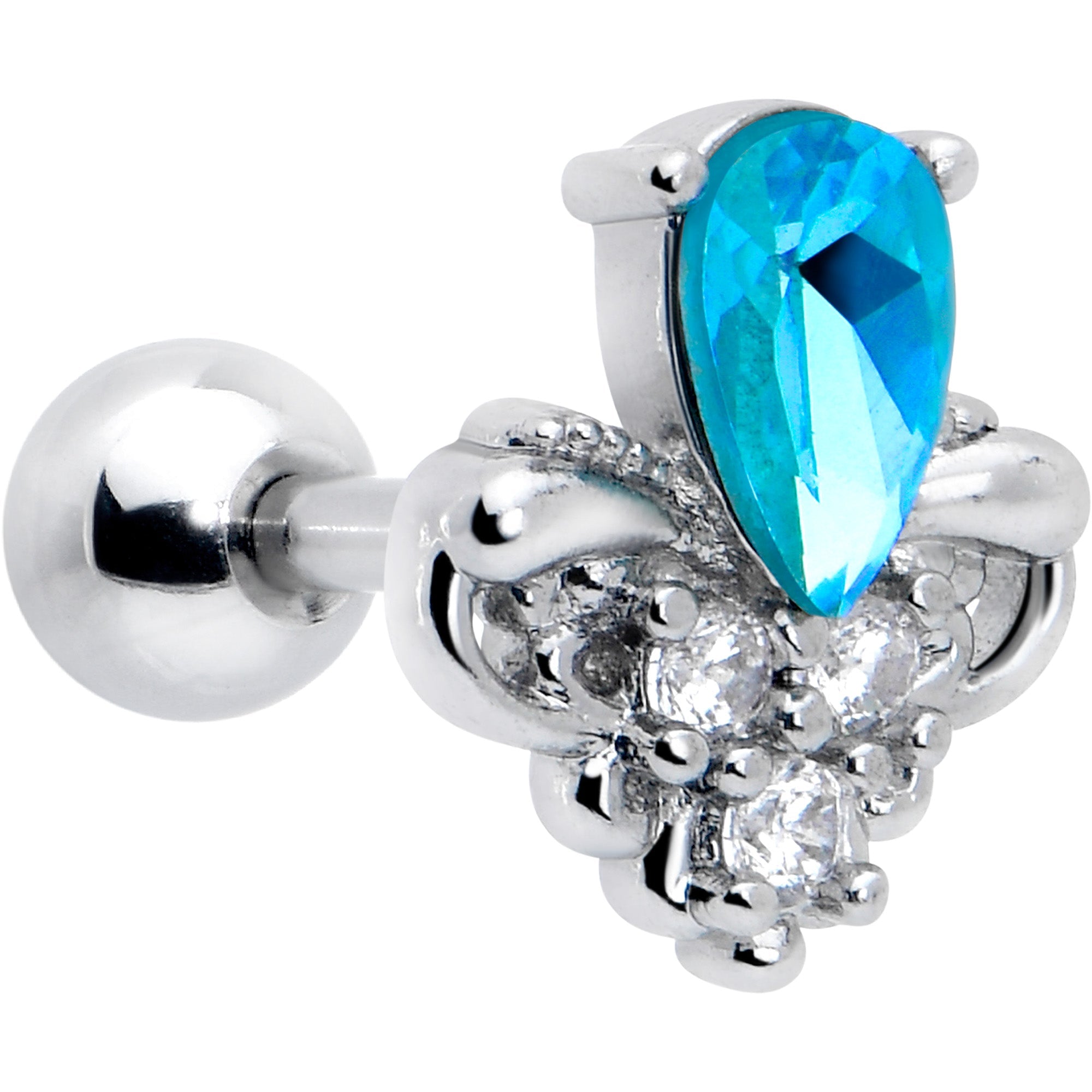 BodyCandy 16G 1/4 Blue Gem Style Simplicity Cartilage Tragus Earring — main product shot