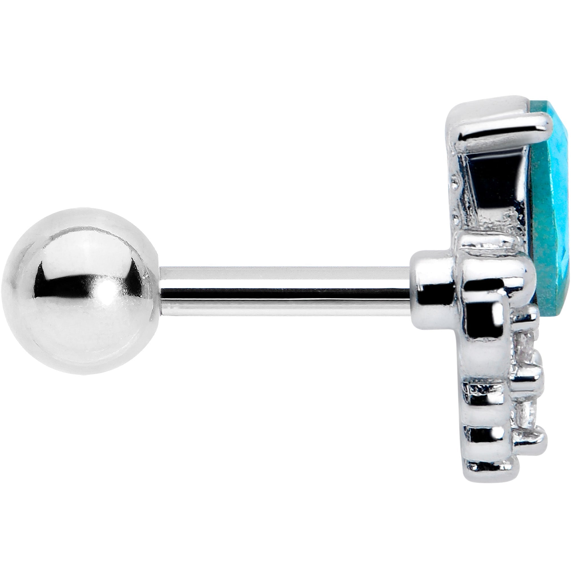 BodyCandy 16G 1/4 Blue Gem Style Simplicity Cartilage Tragus Earring — side view