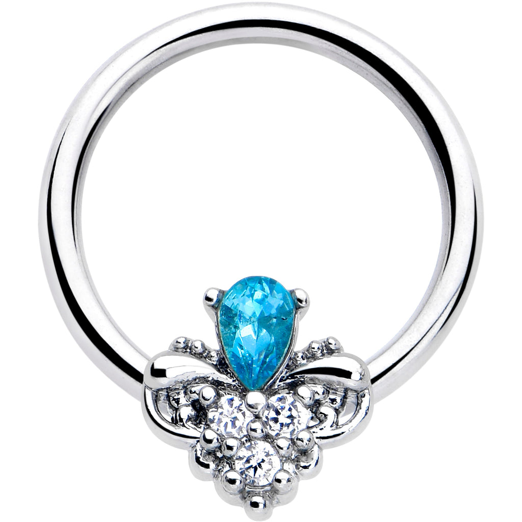 BodyCandy 16G 3/8 Blue Gem Style Simplicity BCR Captive Ring — main product shot