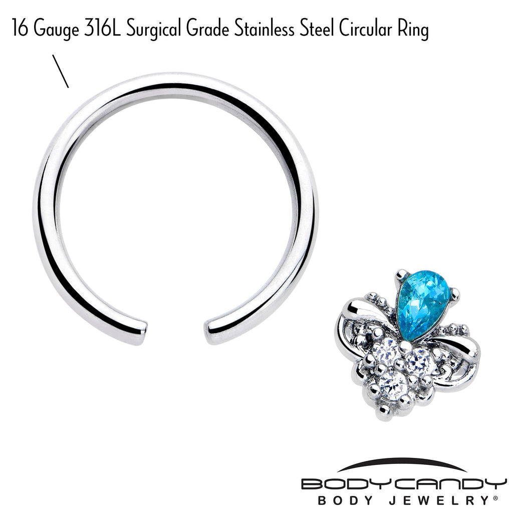 BodyCandy 16G 3/8 Blue Gem Style Simplicity BCR Captive Ring — lifestyle context