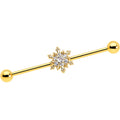 BodyCandy 14G Clear CZ Gem Gold Tone Glam Snowflake Industrial Barbell 38mm — main product shot