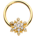 BodyCandy 16G 3/8 Clear CZ Gem Gold Tone Glam Snowflake Hinged Segment Ring — main product shot