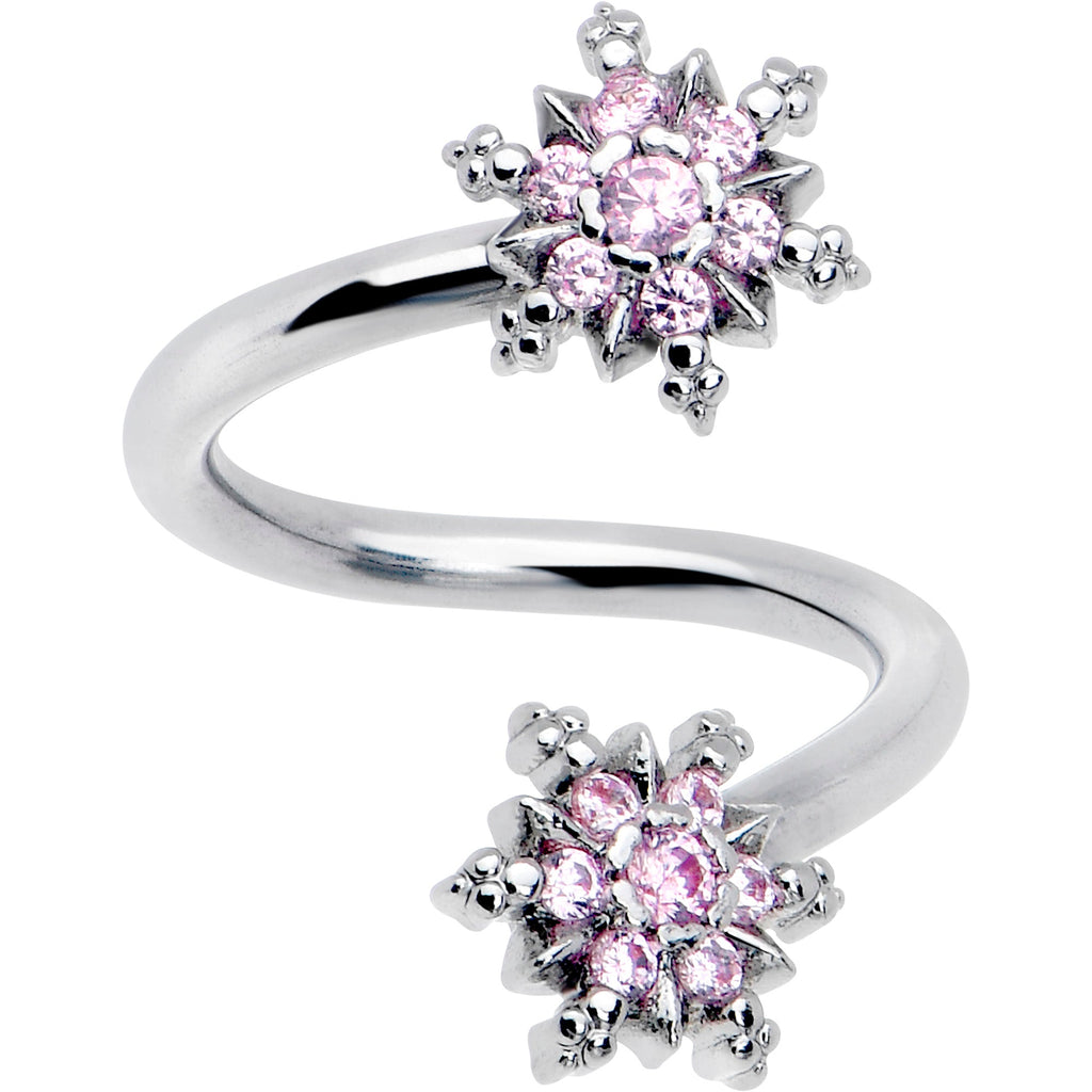 BodyCandy Pink CZ Gem Glam Snowflake Spiral Twister Belly Ring — main product shot