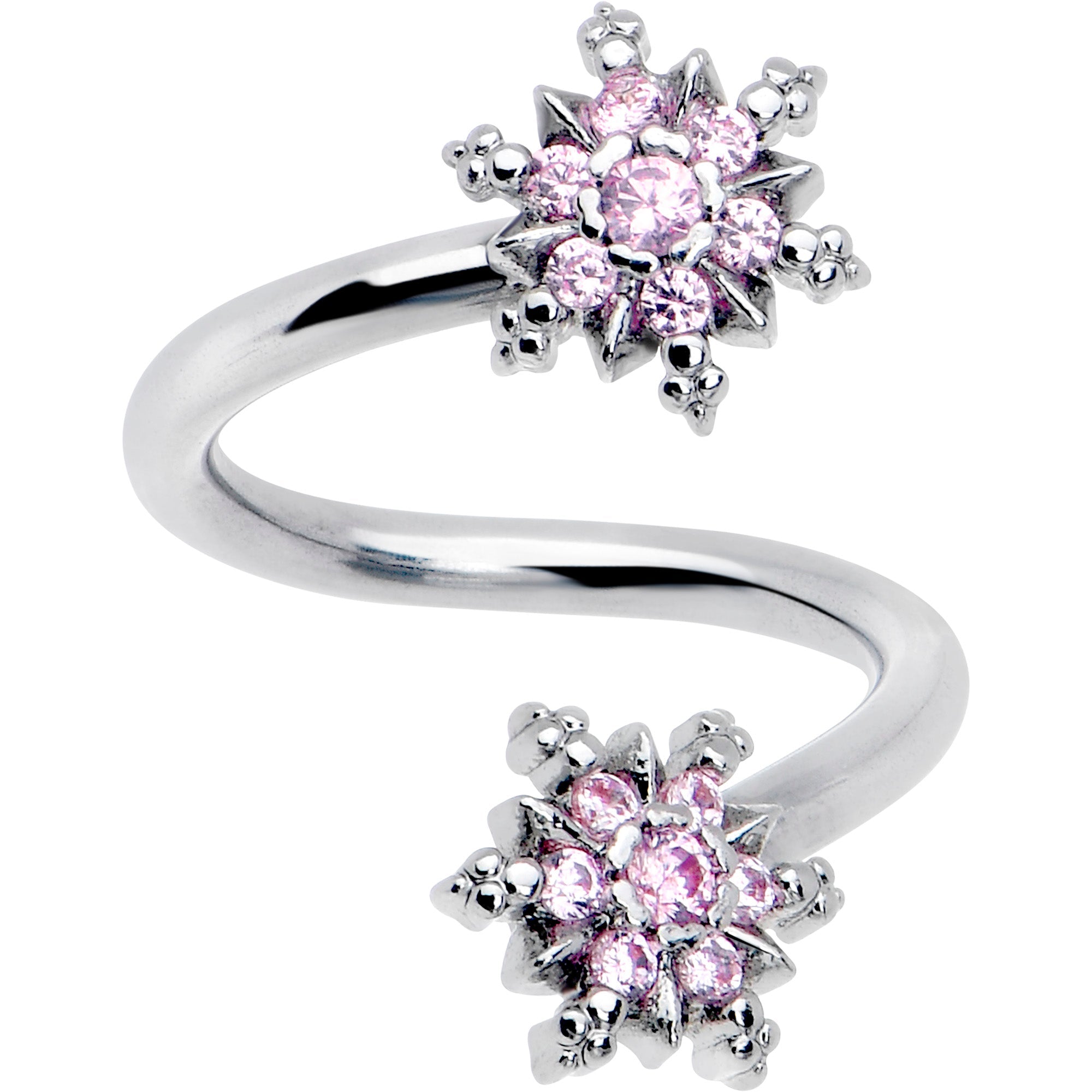 BodyCandy Pink CZ Gem Glam Snowflake Spiral Twister Belly Ring — main product shot