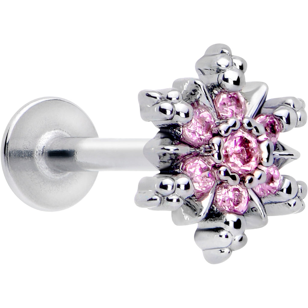BodyCandy 16G 5/16 Pink CZ Gem Glam Snowflake Labret Monroe Tragus — main product shot