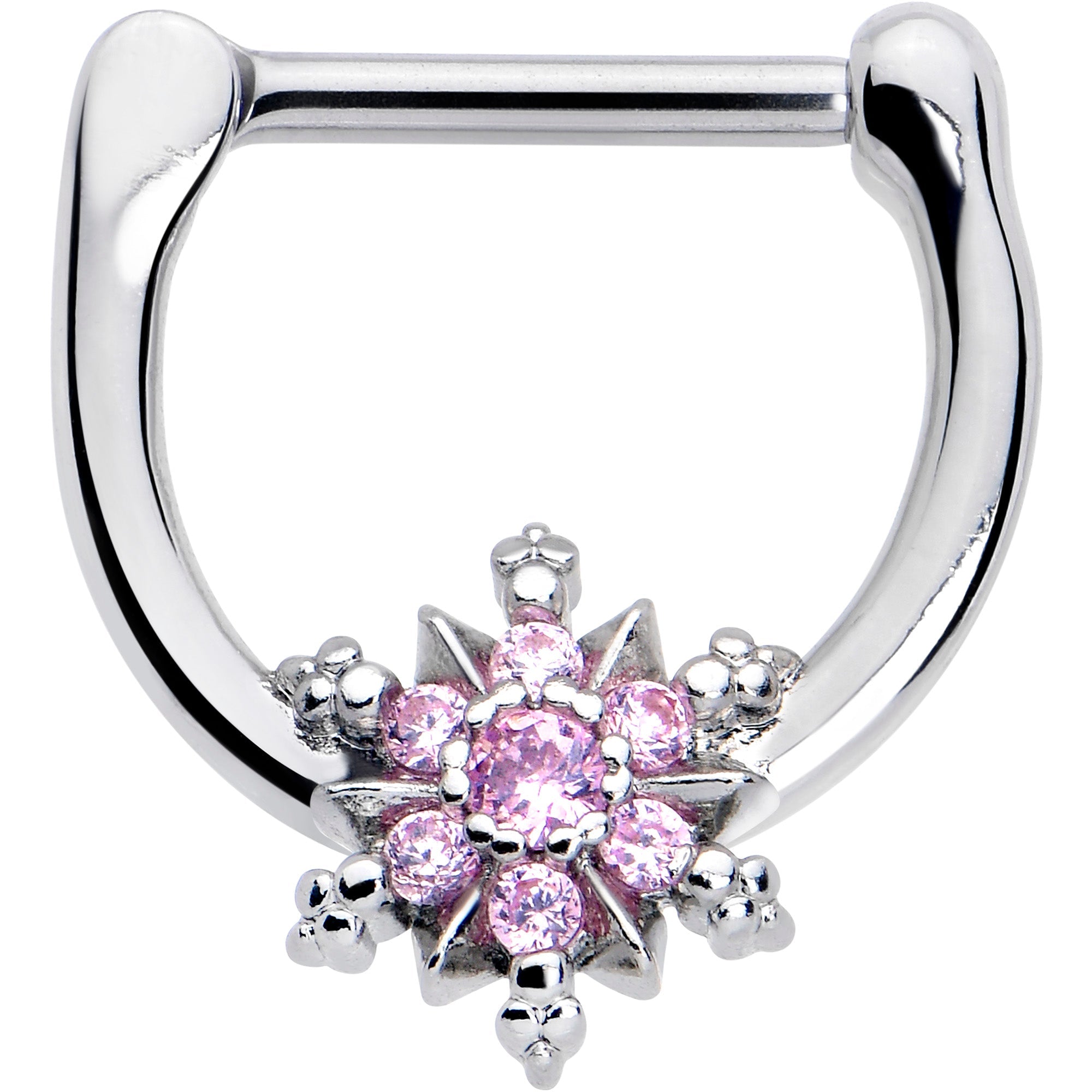 BodyCandy 16G 5/16 Pink CZ Gem Glam Snowflake Cartilage Clicker — main product shot
