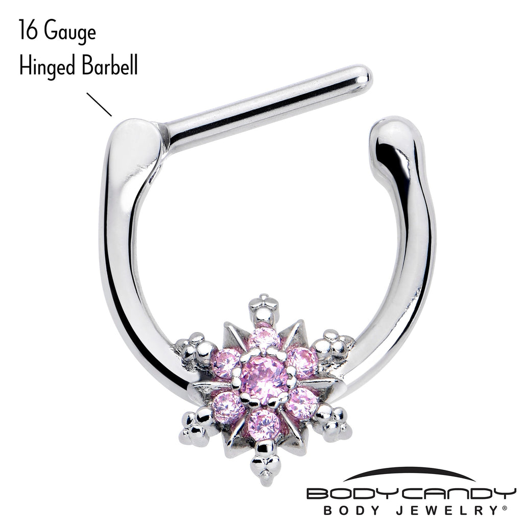 BodyCandy 16G 5/16 Pink CZ Gem Glam Snowflake Cartilage Clicker — lifestyle context