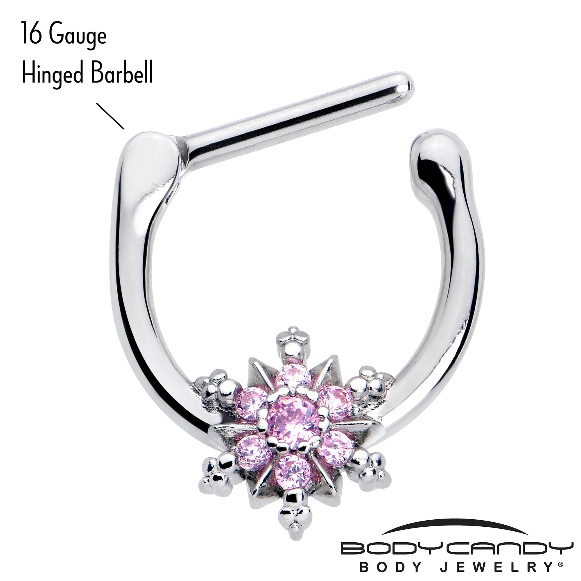 BodyCandy 16G 5/16 Pink CZ Gem Glam Snowflake Cartilage Clicker — lifestyle context