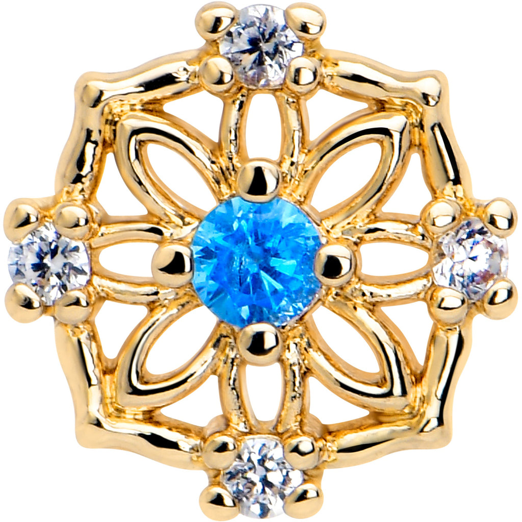 BodyCandy 16G 1/4 Blue CZ Gem Gold Tone Flower Ring Cartilage Tragus Earring — lifestyle context