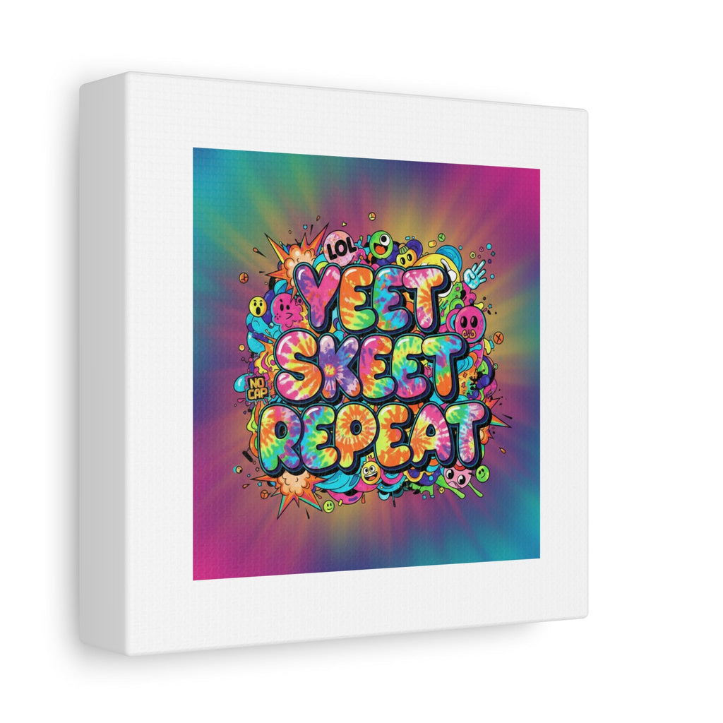 Yeet Skeet Repeat Canvas | Slogan & Glitch Graphic, Meme Phrase Wall Art
