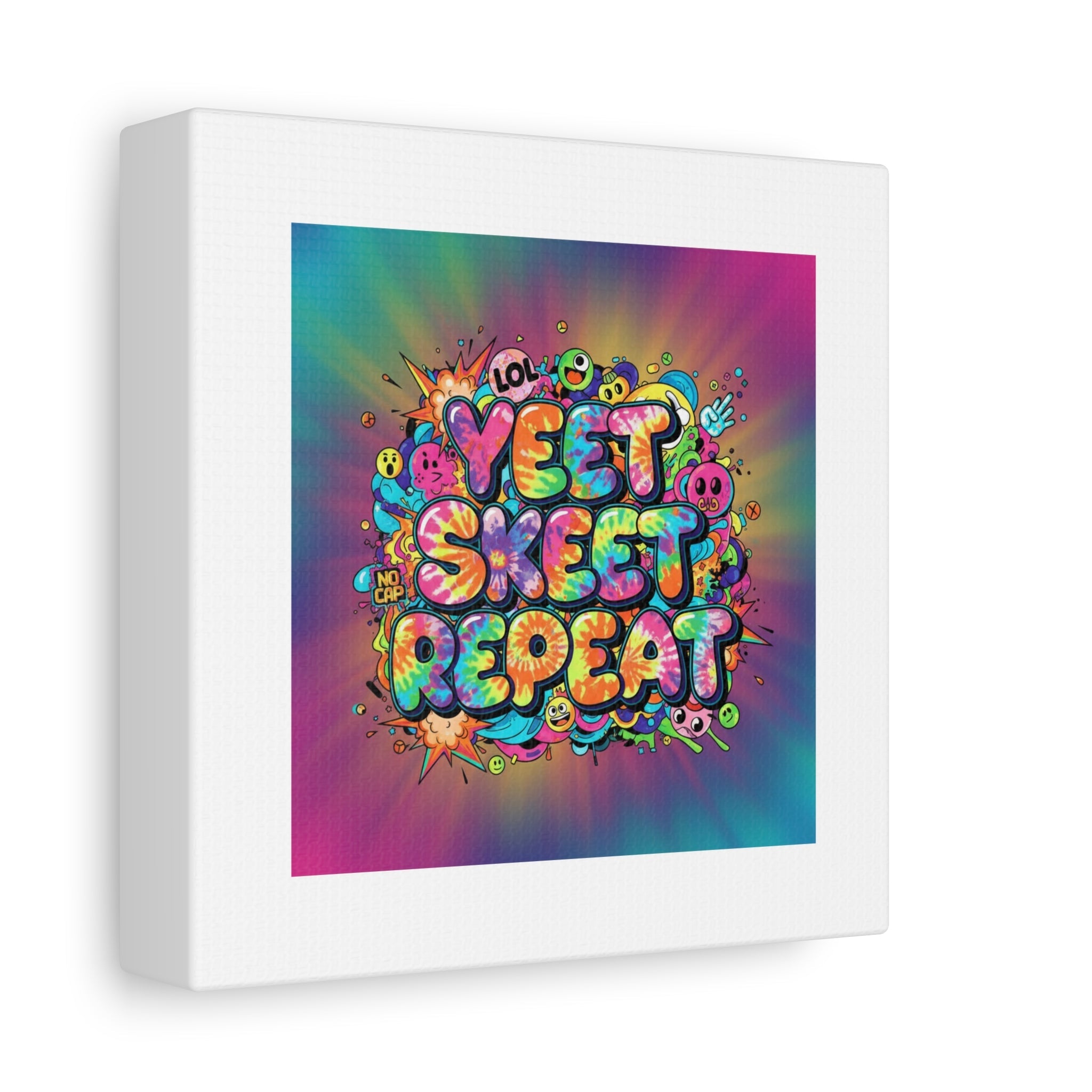 Yeet Skeet Repeat Canvas | Slogan & Glitch Graphic, Meme Phrase Wall Art