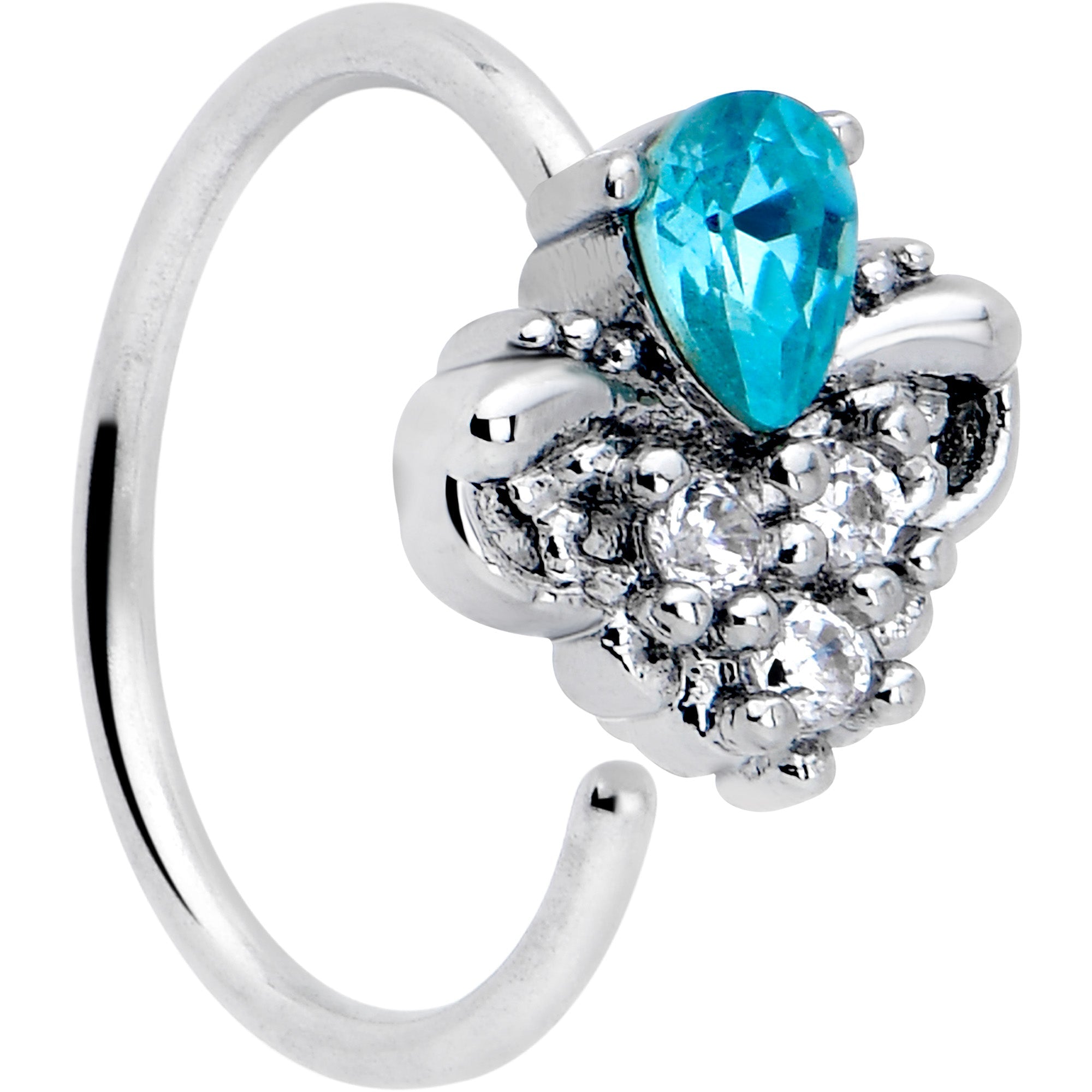 BodyCandy 20G 5/16 Blue Gem Style Simplicity Nose Hoop — main product shot
