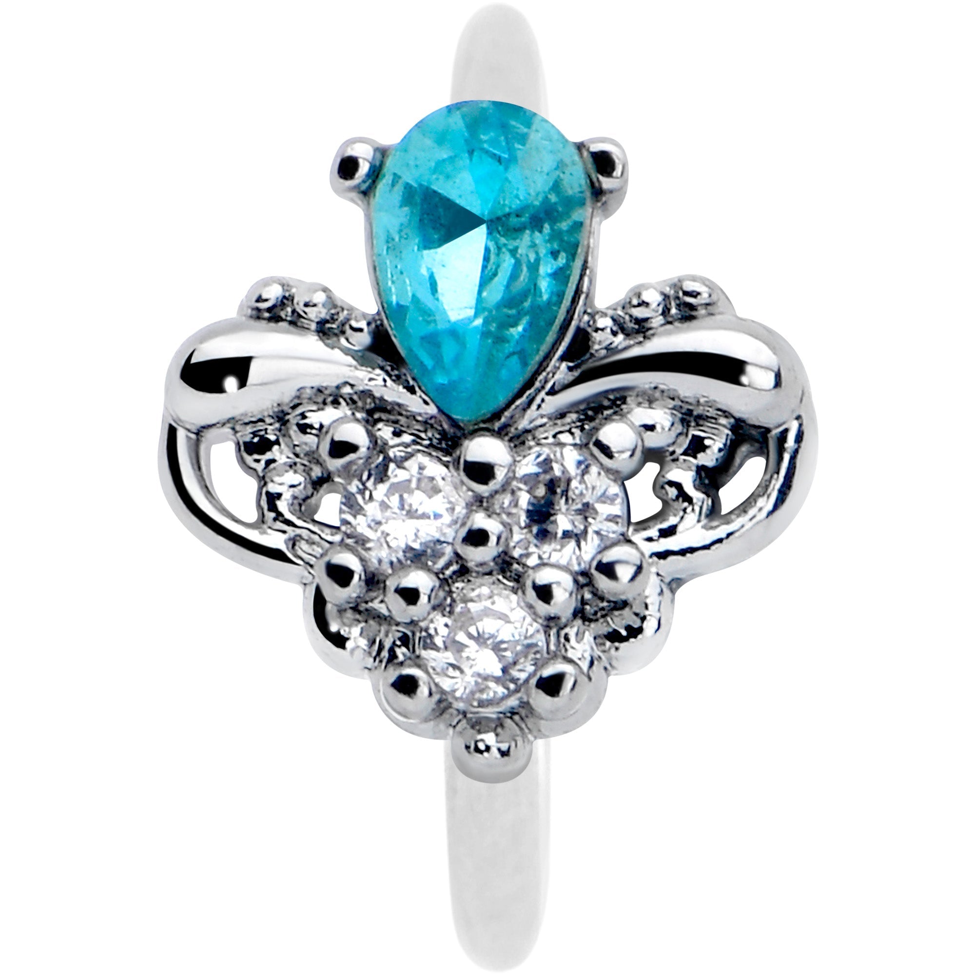 BodyCandy 20G 5/16 Blue Gem Style Simplicity Nose Hoop — lifestyle context