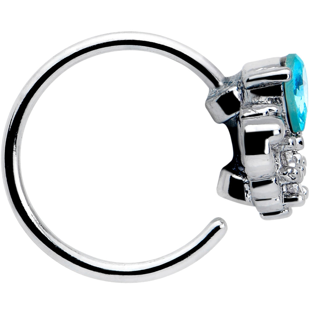 BodyCandy 20G 5/16 Blue Gem Style Simplicity Nose Hoop — side view