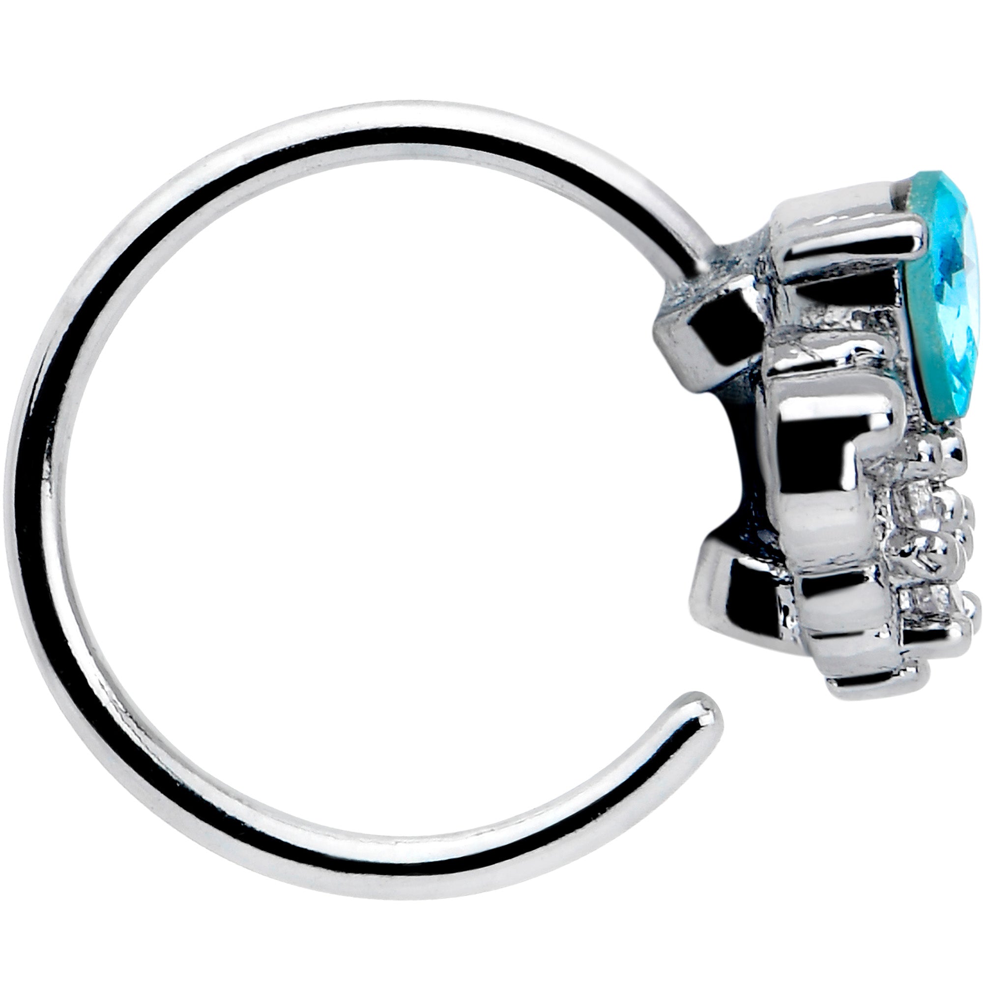 BodyCandy 20G 5/16 Blue Gem Style Simplicity Nose Hoop — side view