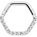 BodyCandy 16G 5/16 Clear CZ Gem Hexagon Shape Hinged Segment Ring — main product shot