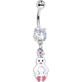 BodyCandy Clear Gem Bunny White Rabbit Dangle Belly Ring — main product shot