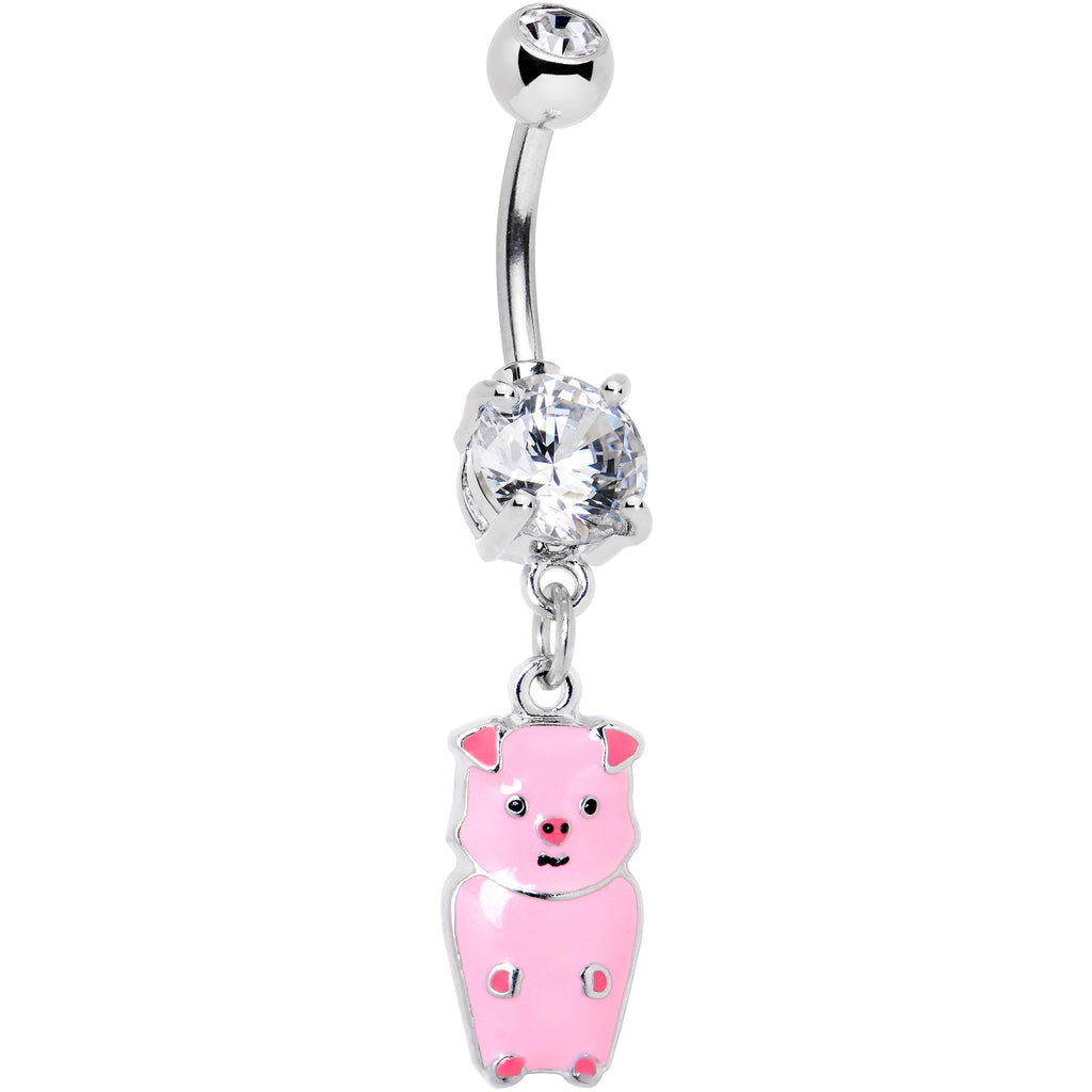 BodyCandy Clear Gem Pretty Pink Piggy Dangle Belly Ring — main product shot