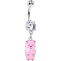 BodyCandy Clear Gem Pretty Pink Piggy Dangle Belly Ring — main product shot