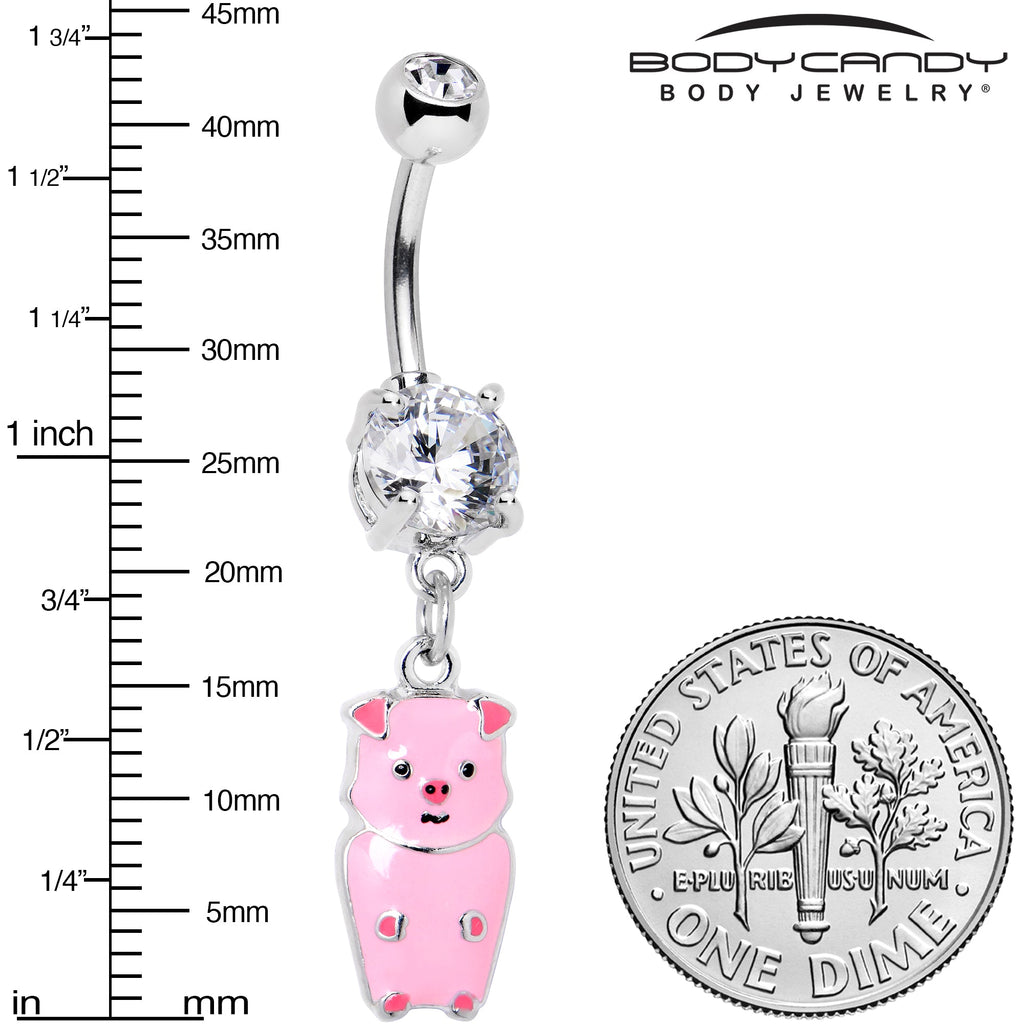 BodyCandy Clear Gem Pretty Pink Piggy Dangle Belly Ring — lifestyle context