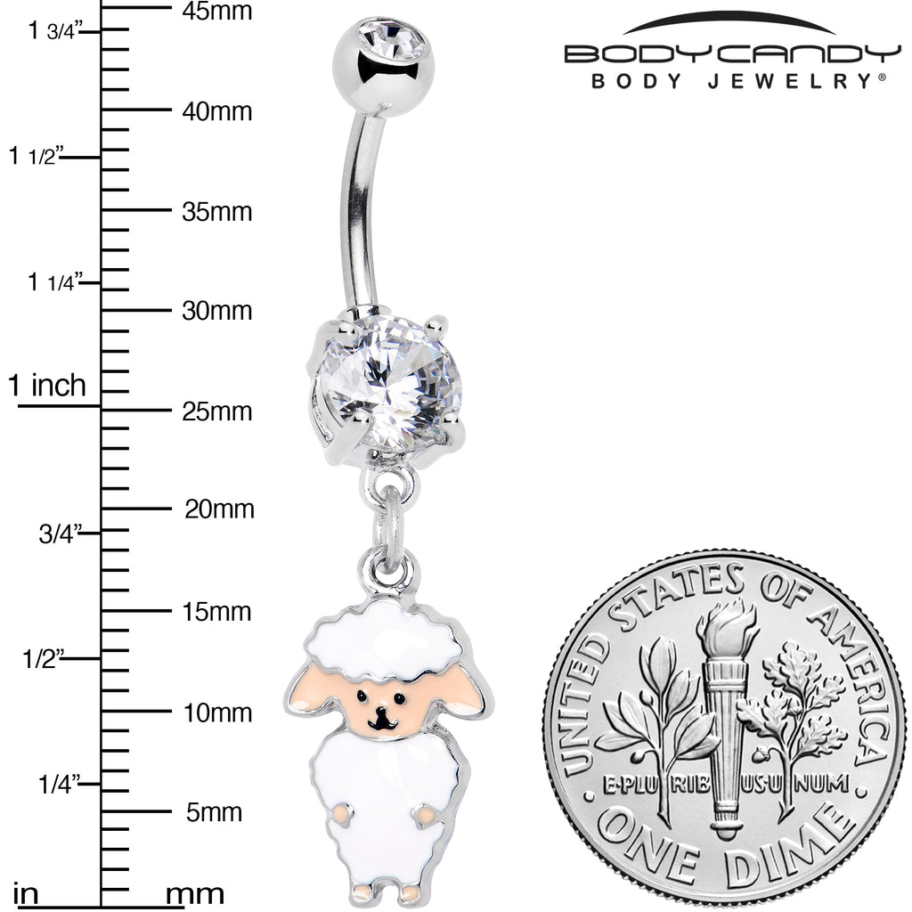 BodyCandy Clear Gem Sweetheart Sheep Dangle Belly Ring — lifestyle context