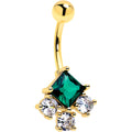 BodyCandy Green Clear CZ Gem Gold Tone Rhombus Riot Belly Ring — main product shot