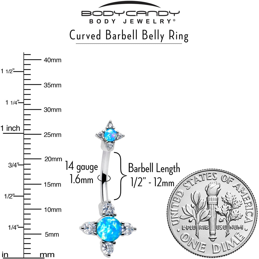 BodyCandy Blue Synthetic Opal Rhombus Star Double Mount Belly Ring — lifestyle context