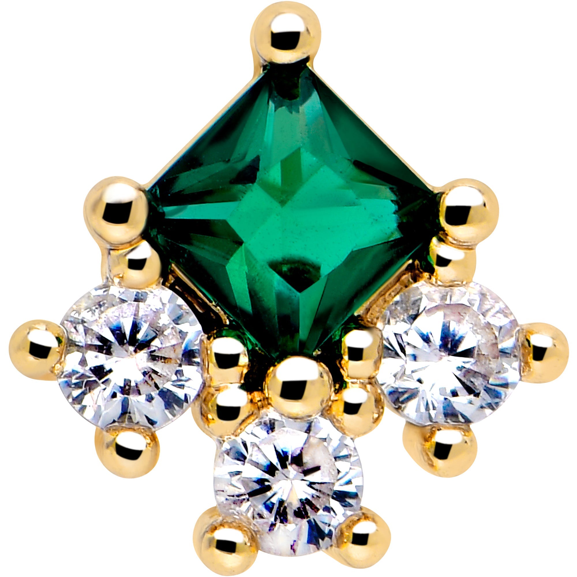 BodyCandy 16G 1/4 Green Clear CZ Gem Gold Tone Rhombus Riot Flatback Stud — lifestyle context