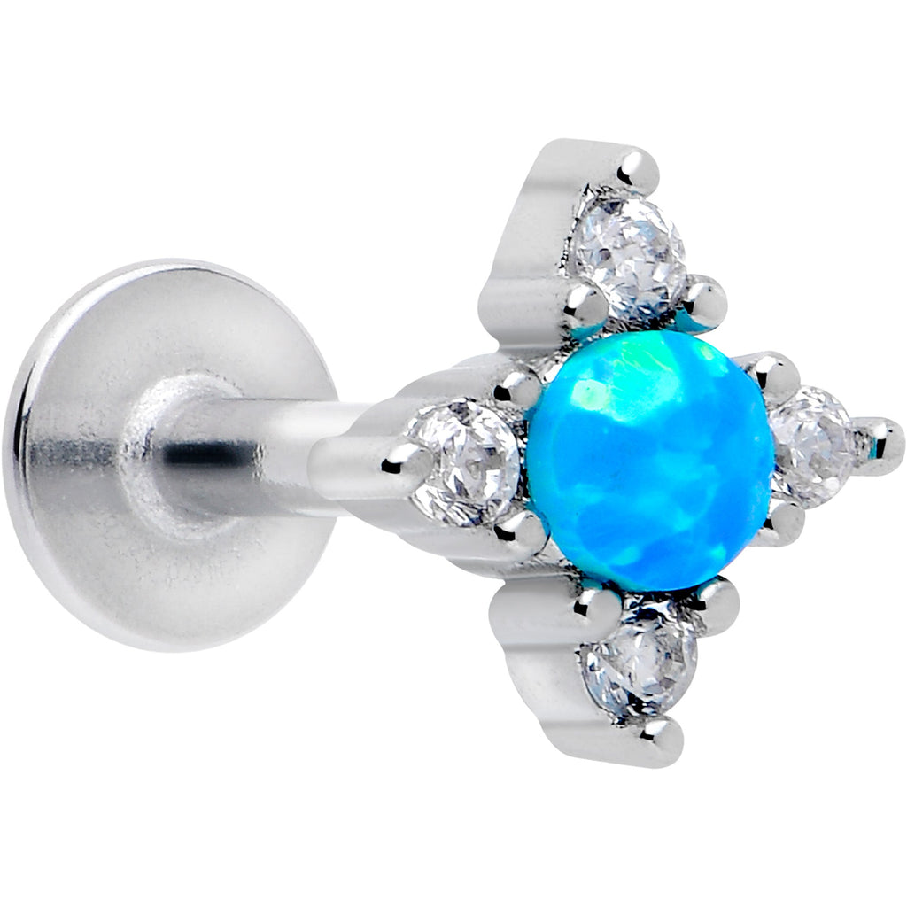 BodyCandy 16G 1/4 Blue Synthetic Opal Rhombus Star Flatback Stud — main product shot