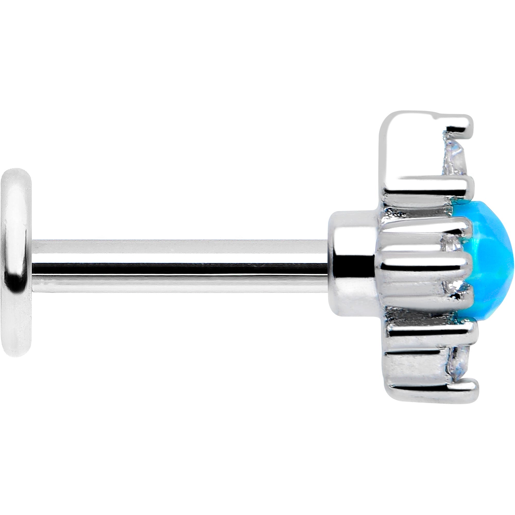BodyCandy 16G 1/4 Blue Synthetic Opal Rhombus Star Flatback Stud — side view