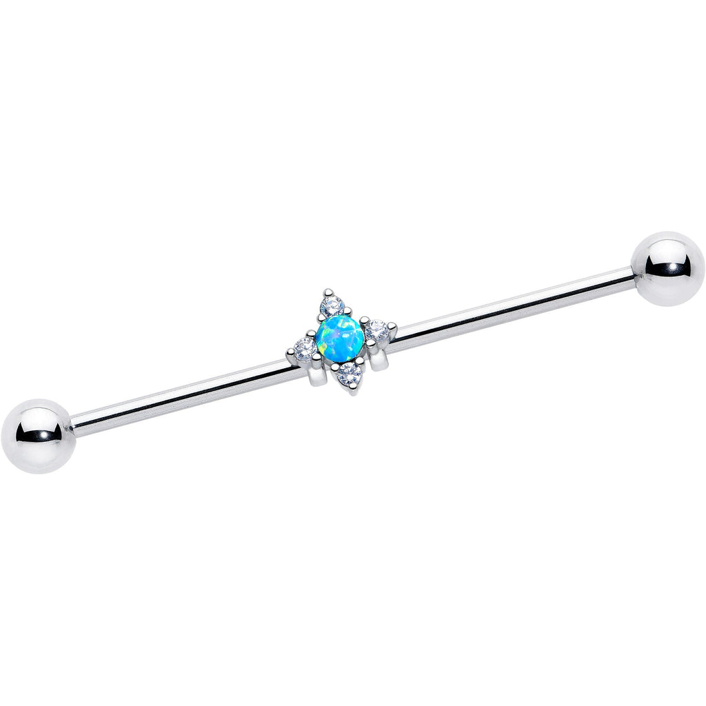 BodyCandy 14G Blue Synthetic Opal Rhombus Star Industrial Barbell 38mm — main product shot