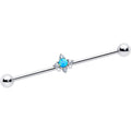 BodyCandy 14G Blue Synthetic Opal Rhombus Star Industrial Barbell 38mm — main product shot