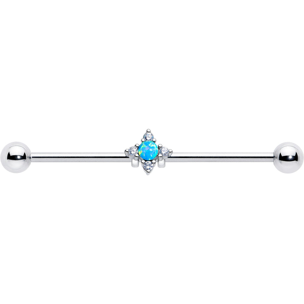 BodyCandy 14G Blue Synthetic Opal Rhombus Star Industrial Barbell 38mm — lifestyle context
