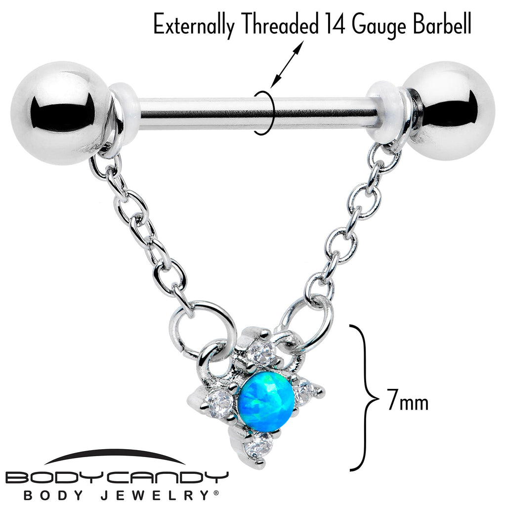 BodyCandy 14G 9/16 Blue Synthetic Opal Rhombus Star Dangle Nipple Ring Set — lifestyle context